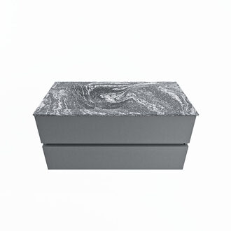 Mondiaz VICA-DLUX 100cm badmeubel onderkast Plata 2 lades. Inbouw wastafel CLOUD links zonder kraangat, kleur Lava.