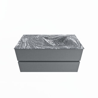 Mondiaz VICA-DLUX 100cm badmeubel onderkast Plata 2 lades. Inbouw wastafel CLOUD rechts zonder kraangat, kleur Lava.