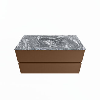 Mondiaz VICA-DLUX 100cm badmeubel onderkast Rust 2 lades. Inbouw wastafel CLOUD midden zonder kraangat, kleur Lava.