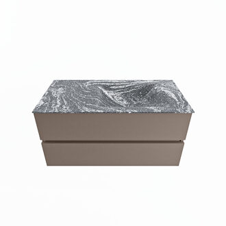 Mondiaz VICA-DLUX 100cm badmeubel onderkast Smoke 2 lades. Inbouw wastafel CLOUD rechts zonder kraangat, kleur Lava.