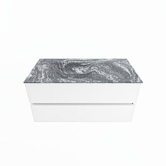 Mondiaz VICA-DLUX 100cm badmeubel onderkast Talc 2 lades. Inbouw wastafel CLOUD links 1 kraangat, kleur Lava.