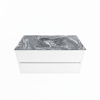 Mondiaz VICA-DLUX 100cm badmeubel onderkast Talc 2 lades. Inbouw wastafel CLOUD midden 1 kraangat, kleur Lava.