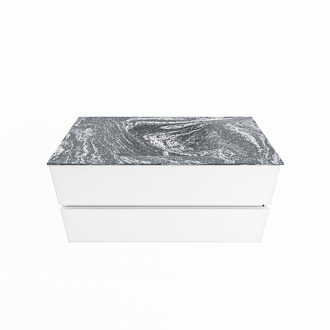 Mondiaz VICA-DLUX 100cm badmeubel onderkast Talc 2 lades. Inbouw wastafel CLOUD midden zonder kraangat, kleur Lava.