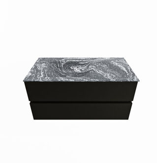 Mondiaz VICA-DLUX 100cm badmeubel onderkast Urban 2 lades. Inbouw wastafel CLOUD links zonder kraangat, kleur Lava.