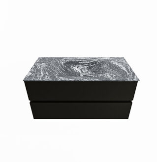 Mondiaz VICA-DLUX 100cm badmeubel onderkast Urban 2 lades. Inbouw wastafel CLOUD midden 1 kraangat, kleur Lava.