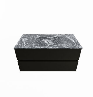 Mondiaz VICA-DLUX 100cm badmeubel onderkast Urban 2 lades. Inbouw wastafel CLOUD midden zonder kraangat, kleur Lava.