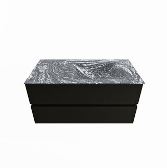 Mondiaz VICA-DLUX 100cm badmeubel onderkast Urban 2 lades. Inbouw wastafel CLOUD rechts zonder kraangat, kleur Lava.