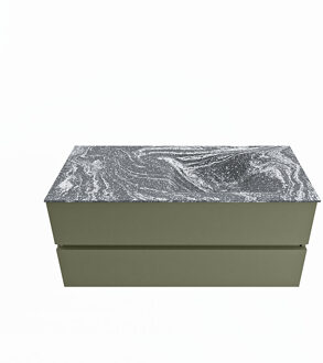 Mondiaz VICA-DLUX 110cm badmeubel onderkast Army 2 lades. Inbouw wastafel CLOUD rechts zonder kraangat, kleur Lava.