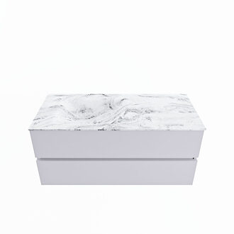 Mondiaz VICA-DLUX 110cm badmeubel onderkast Cale 2 lades. Inbouw wastafel CLOUD links 1 kraangat, kleur Glace.