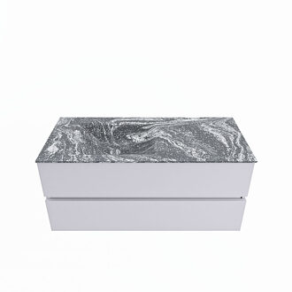 Mondiaz VICA-DLUX 110cm badmeubel onderkast Cale 2 lades. Inbouw wastafel CLOUD links zonder kraangat, kleur Lava.