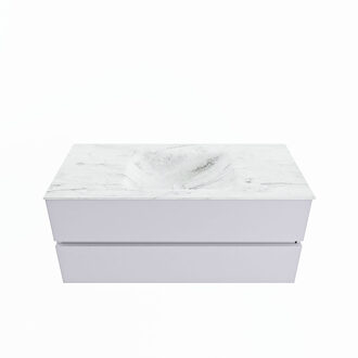 Mondiaz VICA-DLUX 110cm badmeubel onderkast Cale 2 lades. Inbouw wastafel CLOUD midden 1 kraangat, kleur Opalo.