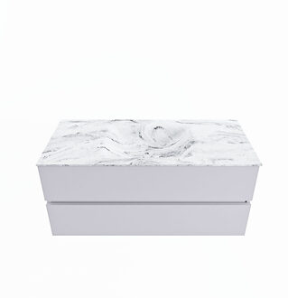 Mondiaz VICA-DLUX 110cm badmeubel onderkast Cale 2 lades. Inbouw wastafel CLOUD midden zonder kraangat, kleur Glace.