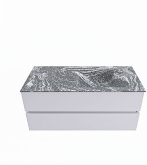 Mondiaz VICA-DLUX 110cm badmeubel onderkast Cale 2 lades. Inbouw wastafel CLOUD rechts zonder kraangat, kleur Lava.