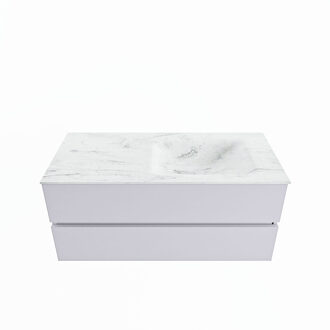 Mondiaz VICA-DLUX 110cm badmeubel onderkast Cale 2 lades. Inbouw wastafel CLOUD rechts zonder kraangat, kleur Opalo.