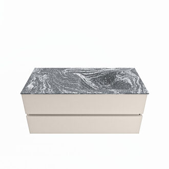 Mondiaz VICA-DLUX 110cm badmeubel onderkast Linen 2 lades. Inbouw wastafel CLOUD rechts 1 kraangat, kleur Lava.