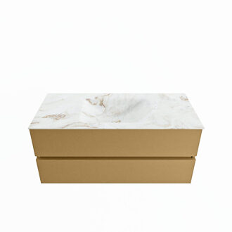 Mondiaz VICA-DLUX 110cm badmeubel onderkast Oro 2 lades. Inbouw wastafel CLOUD midden 1 kraangat, kleur Frappe.