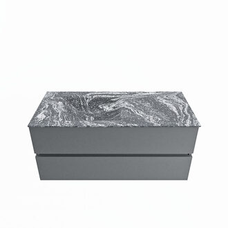 Mondiaz VICA-DLUX 110cm badmeubel onderkast Plata 2 lades. Inbouw wastafel CLOUD links zonder kraangat, kleur Lava.