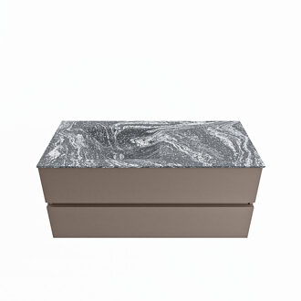 Mondiaz VICA-DLUX 110cm badmeubel onderkast Smoke 2 lades. Inbouw wastafel CLOUD links 1 kraangat, kleur Lava.