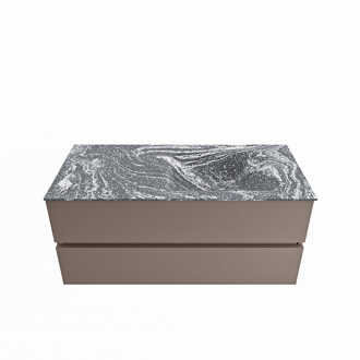 Mondiaz VICA-DLUX 110cm badmeubel onderkast Smoke 2 lades. Inbouw wastafel CLOUD rechts 1 kraangat, kleur Lava.
