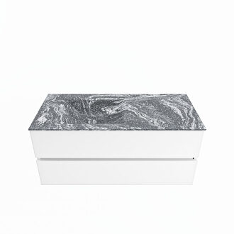 Mondiaz VICA-DLUX 110cm badmeubel onderkast Talc 2 lades. Inbouw wastafel CLOUD links 1 kraangat, kleur Lava.