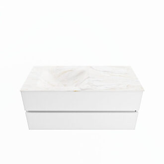 Mondiaz VICA-DLUX 110cm badmeubel onderkast Talc 2 lades. Inbouw wastafel CLOUD links 1 kraangat, kleur Ostra.