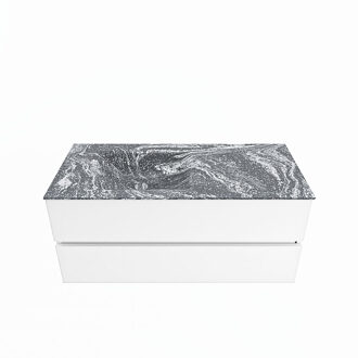 Mondiaz VICA-DLUX 110cm badmeubel onderkast Talc 2 lades. Inbouw wastafel CLOUD links zonder kraangat, kleur Lava.