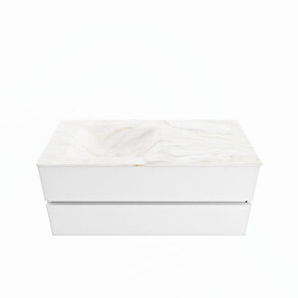 Mondiaz VICA-DLUX 110cm badmeubel onderkast Talc 2 lades. Inbouw wastafel CLOUD links zonder kraangat, kleur Ostra.