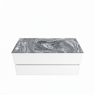 Mondiaz VICA-DLUX 110cm badmeubel onderkast Talc 2 lades. Inbouw wastafel CLOUD midden 1 kraangat, kleur Lava.