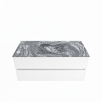 Mondiaz VICA-DLUX 110cm badmeubel onderkast Talc 2 lades. Inbouw wastafel CLOUD midden zonder kraangat, kleur Lava.