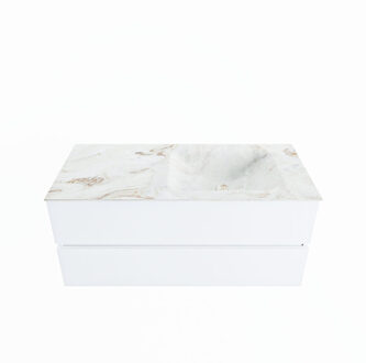 Mondiaz VICA-DLUX 110cm badmeubel onderkast Talc 2 lades. Inbouw wastafel CLOUD rechts 1 kraangat, kleur Frappe.