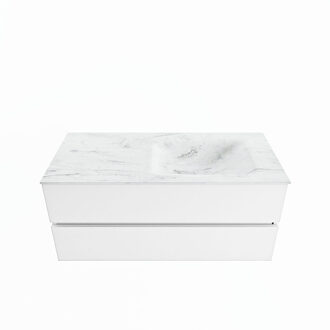 Mondiaz VICA-DLUX 110cm badmeubel onderkast Talc 2 lades. Inbouw wastafel CLOUD rechts 1 kraangat, kleur Opalo.