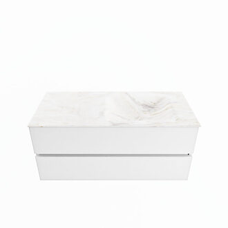 Mondiaz VICA-DLUX 110cm badmeubel onderkast Talc 2 lades. Inbouw wastafel CLOUD rechts zonder kraangat, kleur Ostra.