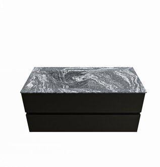 Mondiaz VICA-DLUX 110cm badmeubel onderkast Urban 2 lades. Inbouw wastafel CLOUD links 1 kraangat, kleur Lava.