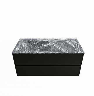 Mondiaz VICA-DLUX 110cm badmeubel onderkast Urban 2 lades. Inbouw wastafel CLOUD links zonder kraangat, kleur Lava.