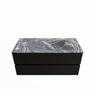 Mondiaz VICA-DLUX 110cm badmeubel onderkast Urban 2 lades. Inbouw wastafel CLOUD rechts zonder kraangat, kleur Lava.