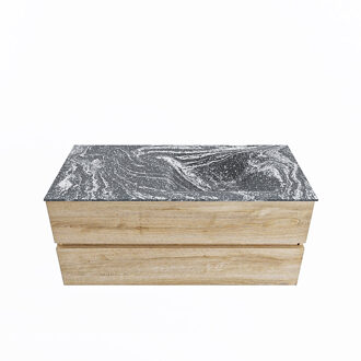 Mondiaz VICA-DLUX 110cm badmeubel onderkast Washed Oak 2 lades. Inbouw wastafel CLOUD rechts 1 kraangat, kleur Lava.