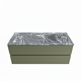 Mondiaz VICA-DLUX 120cm badmeubel onderkast Army 2 lades. Inbouw wastafel CLOUD rechts 1 kraangat, kleur Lava.