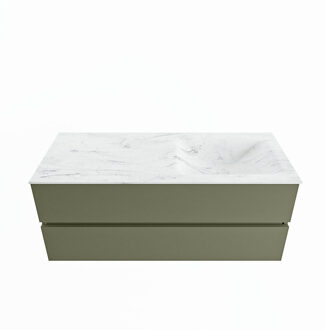 Mondiaz VICA-DLUX 120cm badmeubel onderkast Army 2 lades. Inbouw wastafel CLOUD rechts zonder kraangat, kleur Opalo.