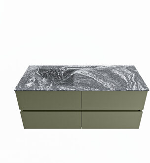Mondiaz VICA-DLUX 120cm badmeubel onderkast Army 4 lades. Inbouw wastafel CLOUD links 1 kraangat, kleur Lava.