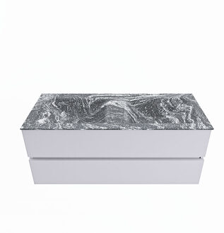 Mondiaz VICA-DLUX 120cm badmeubel onderkast Cale 2 lades. Inbouw wastafel CLOUD dubbel zonder kraangat, kleur Lava.