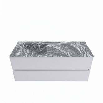 Mondiaz VICA-DLUX 120cm badmeubel onderkast Cale 2 lades. Inbouw wastafel CLOUD links zonder kraangat, kleur Lava.