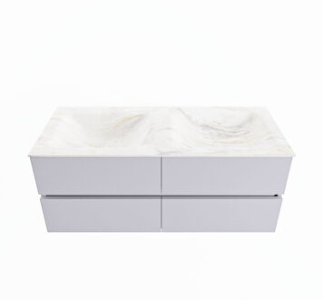 Mondiaz VICA-DLUX 120cm badmeubel onderkast Cale 4 lades. Inbouw wastafel CLOUD dubbel 2 kraangaten, kleur Ostra.