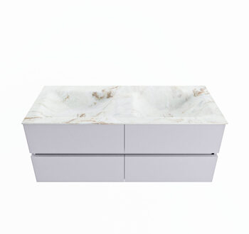 Mondiaz VICA-DLUX 120cm badmeubel onderkast Cale 4 lades. Inbouw wastafel CLOUD dubbel zonder kraangat, kleur Frappe.
