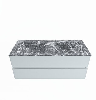 Mondiaz VICA-DLUX 120cm badmeubel onderkast Clay 2 lades. Inbouw wastafel CLOUD dubbel zonder kraangat, kleur Lava.