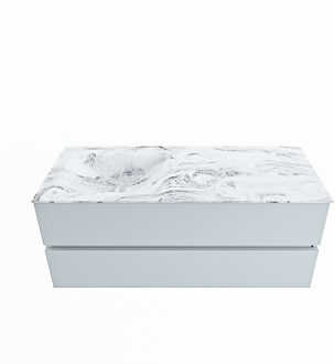 Mondiaz VICA-DLUX 120cm badmeubel onderkast Clay 2 lades. Inbouw wastafel CLOUD links 1 kraangat, kleur Glace.