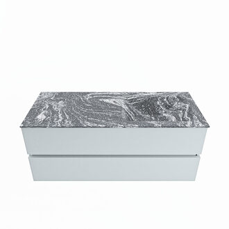 Mondiaz VICA-DLUX 120cm badmeubel onderkast Clay 2 lades. Inbouw wastafel CLOUD rechts zonder kraangat, kleur Lava.