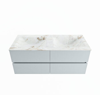 Mondiaz VICA-DLUX 120cm badmeubel onderkast Clay 4 lades. Inbouw wastafel CLOUD dubbel 2 kraangaten, kleur Frappe.