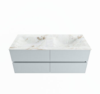 Mondiaz VICA-DLUX 120cm badmeubel onderkast Clay 4 lades. Inbouw wastafel CLOUD dubbel zonder kraangat, kleur Frappe.