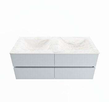 Mondiaz VICA-DLUX 120cm badmeubel onderkast Clay 4 lades. Inbouw wastafel CLOUD dubbel zonder kraangat, kleur Ostra.