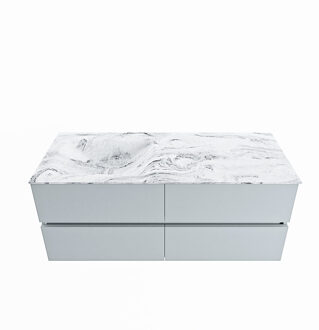 Mondiaz VICA-DLUX 120cm badmeubel onderkast Clay 4 lades. Inbouw wastafel CLOUD links 1 kraangat, kleur Glace.